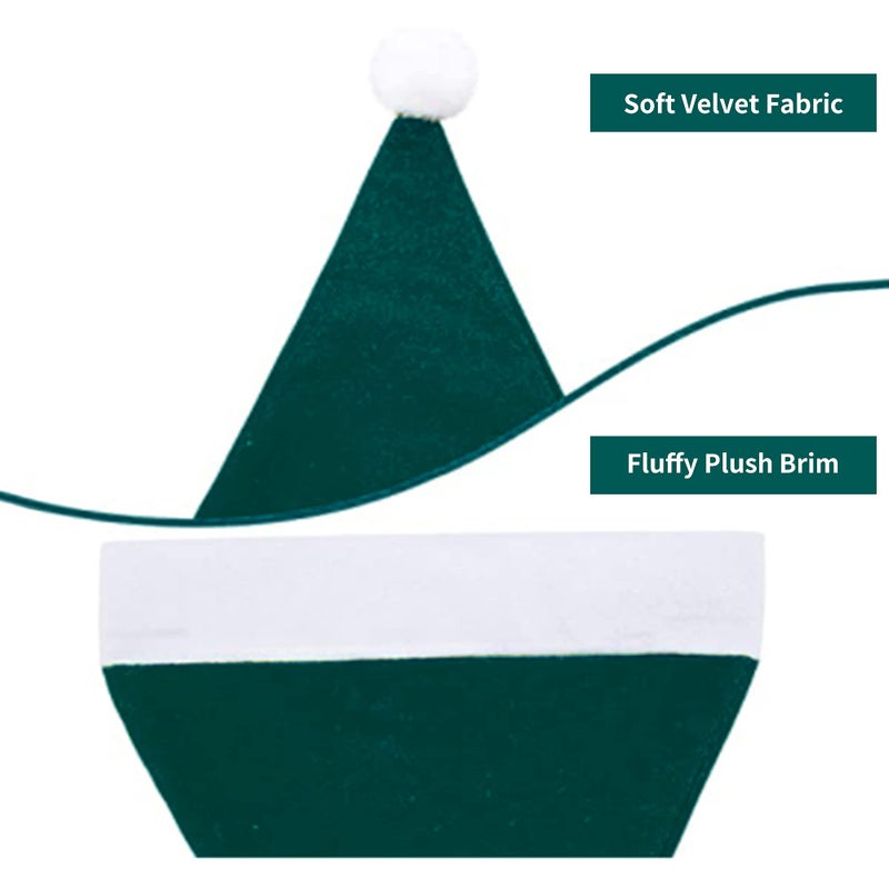 Eoocan Santa Hat  Santa Hat for Kids  Unisex Velvet Comfort Green Christmas Hats Extra Thicken Classic Plush for Christmas New Year Festive Holiday Party Supplies - Image 4